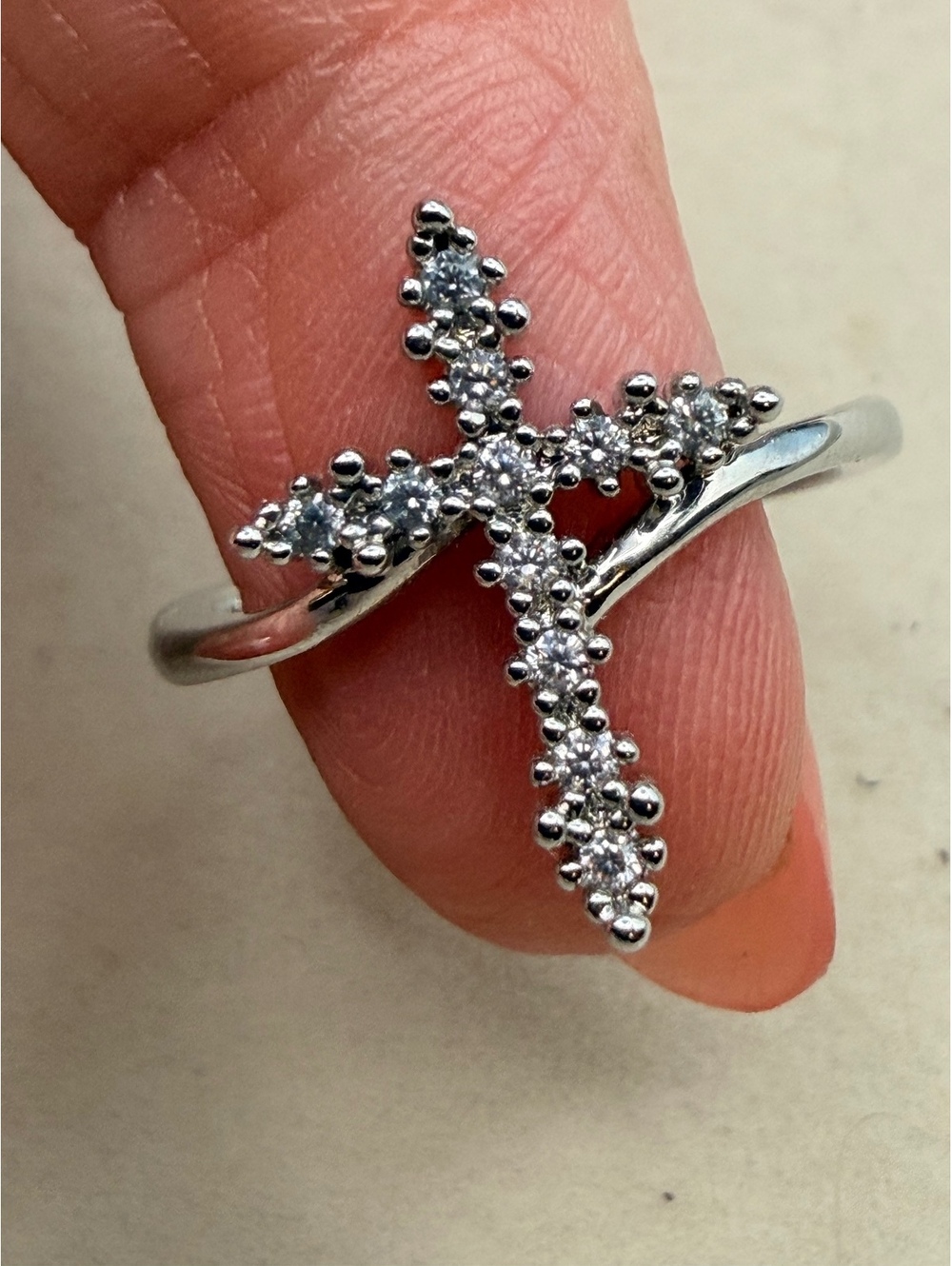 Sterling Silver 925 tone cross ring
